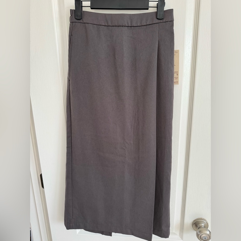 MUJI NWT Charcoal Long Midi Pencil Skirt Size S | Pockets | Elastic Waist